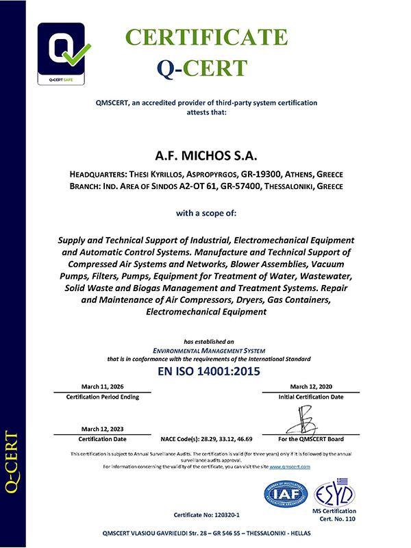 Certification ΕΝ ISO 14001:2015